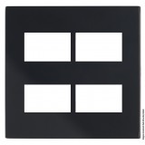 PLACA 4X4 4 MODULOS HORIZONTAL COM SUPORTE - RECTA BLACK SATIN